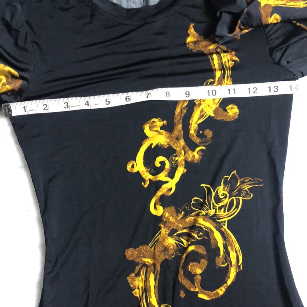 Versace jeans couture Barocco print Black and Gold Long Sleeve Dress Size 4 - Picture 14 of 16